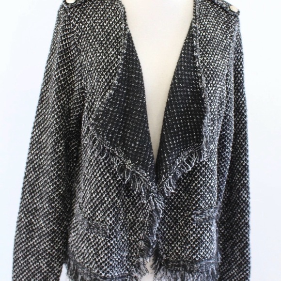 White House Black Market Black Tweed Cardigan Jacket - Picture 7 of 7